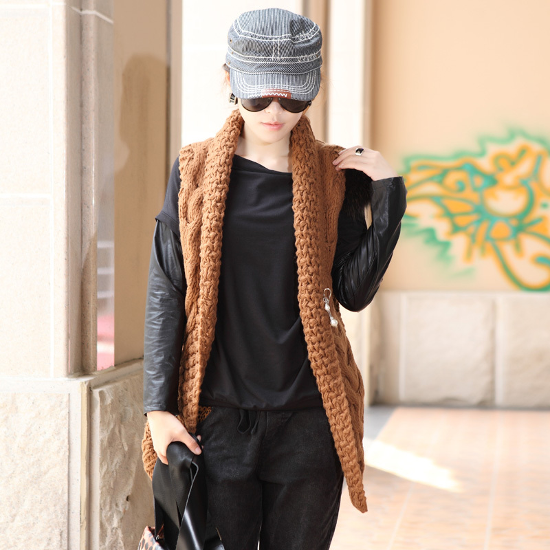 Clothing 2012 trend patchwork solid color yarn twisted knitted vest