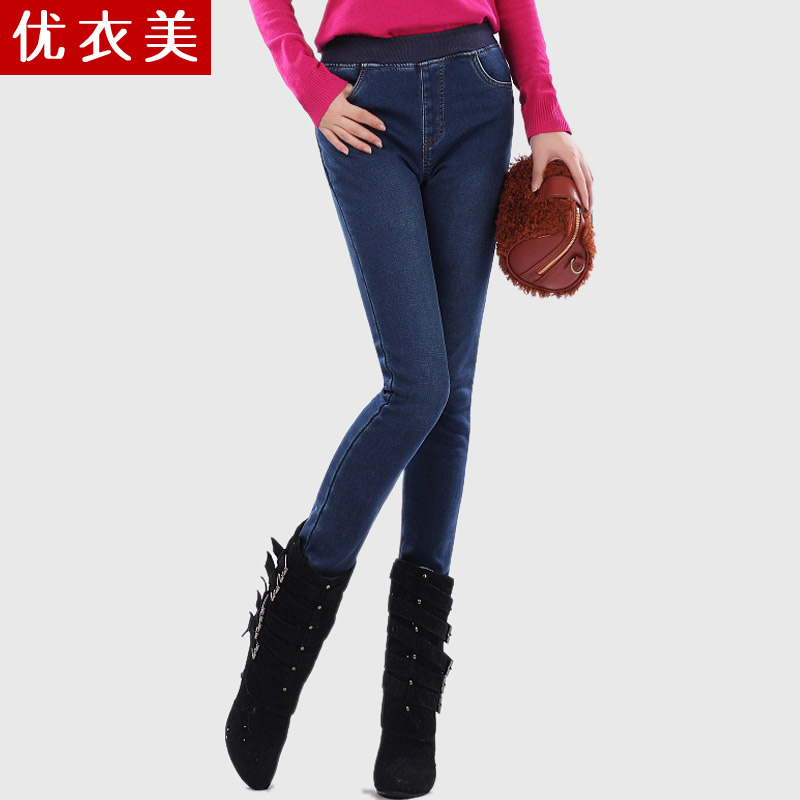 Clothing 2013 spring female trousers high waist plus velvet thickening jeans female skinny pants 2624