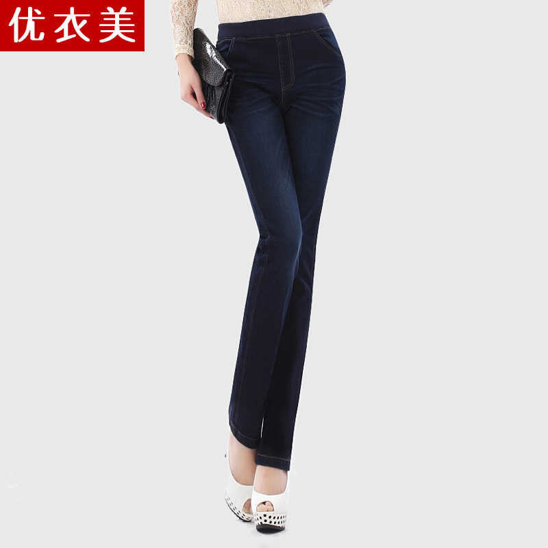 Clothing 2013 spring pants plus size high waist elastic waist jeans boot cut jeans pencil pants female 2630