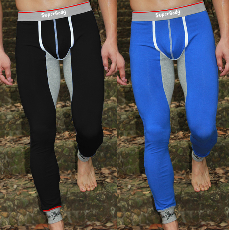 Clothing meijia superbody male long johns low-waist 100% cotton long johns cotton wool pants line pants p9018