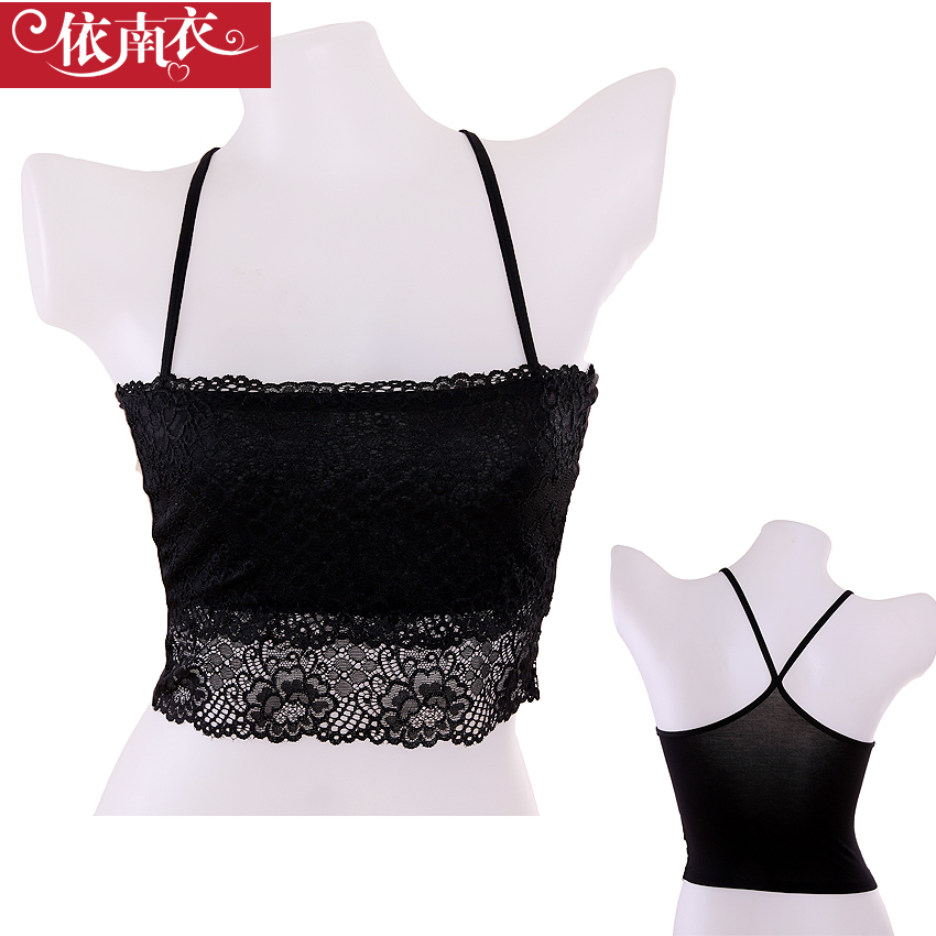 Clothing women's medium-long modal cotton lace soft and comfortable spaghetti strap underwear tube top tube top black white