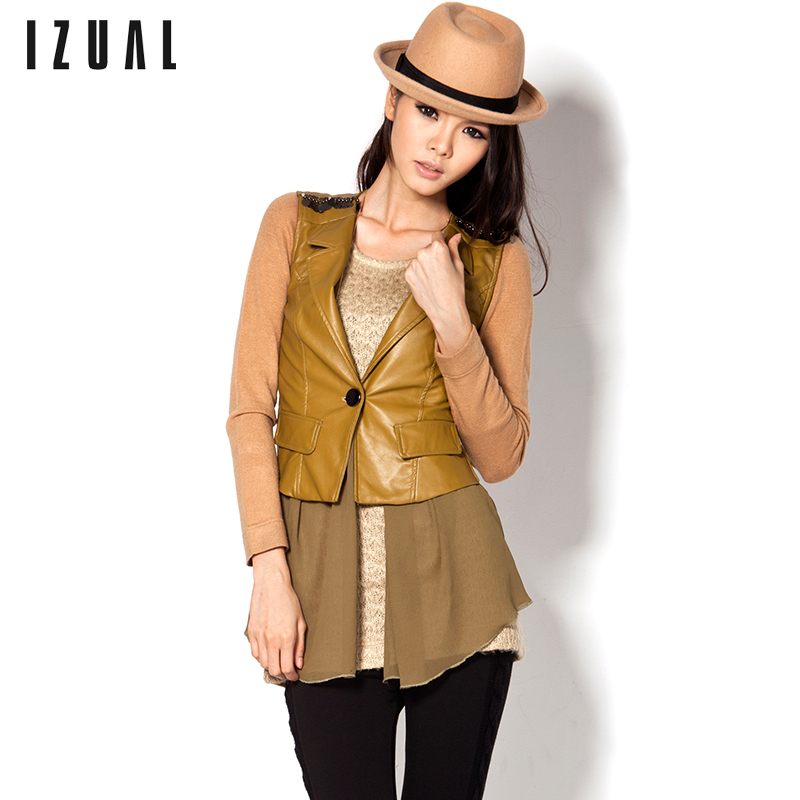 Clothing women's PU jacket chiffon patchwork chain decoration plus size available vest 2013 New arrival  free shipping