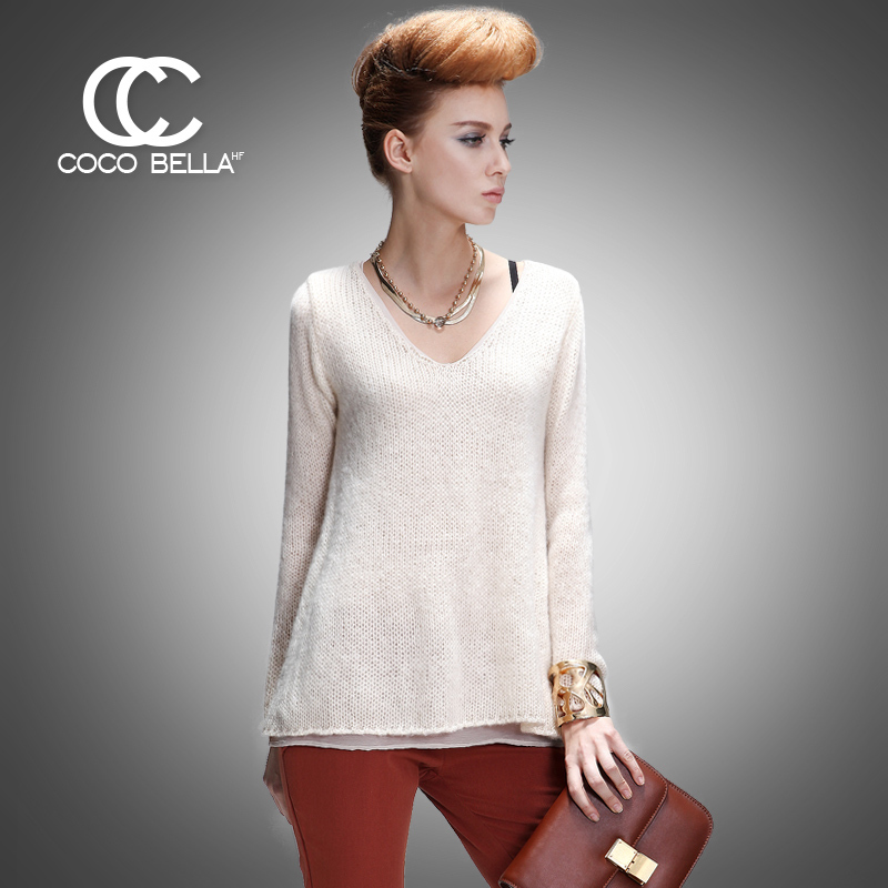 Coco bella2012 chiffon patchwork a faux two piece V-neck sweater st12