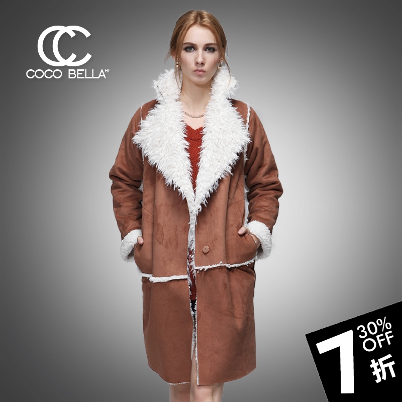 Cocobella2012 autumn and winter berber fleece two ways fur one piece long design outerwear fur ct22