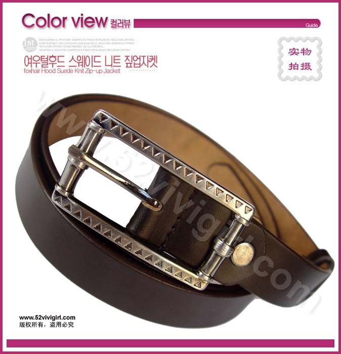 Coffee pin buckle genuine leather strap women's decoration belt casual cowhide belt