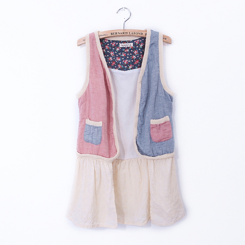 Color block decoration color block cutout style vest female