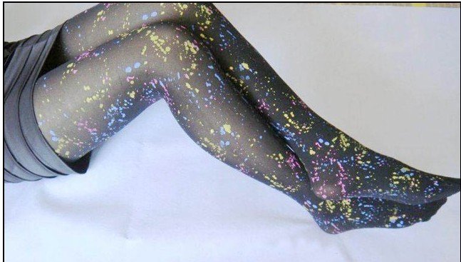 Color paint printing tights ultra-thin elastic lady render pants