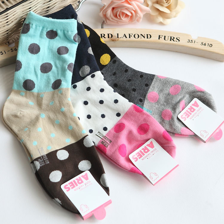 Colorant match big dot high waist Women socks short socks dw265