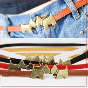 Colorful Fashion Buckle adjustment Waistband PU Leather Waist Thin Belt dog  Free Shipping 20 Pcs/lot