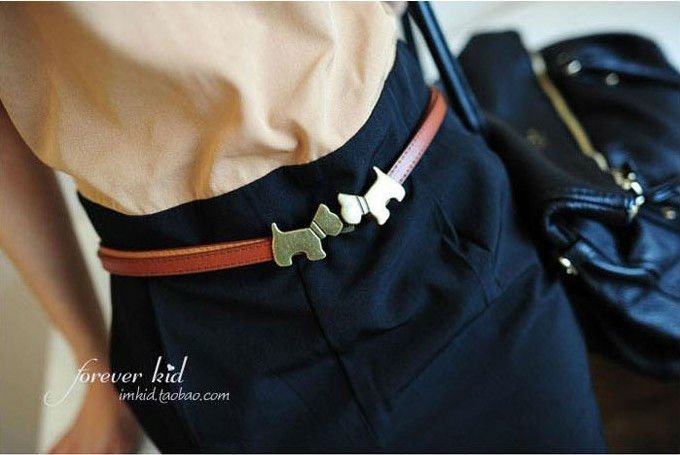 Colorful Fashion Buckle adjustment Waistband PU Leather Waist Thin Belt dog Free Shipping 20 Pcs/lot