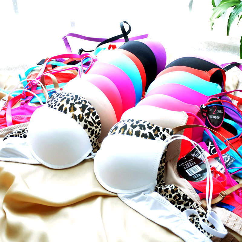 Colorful glossy comfortable concentrated multi-color push up breast enlargement bra underwear thick 0.06kg