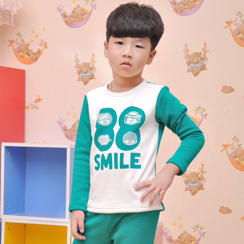 Colorful pig children's clothing 2012 new arrival autumn and winter plus velvet male child female child set child plus velvet