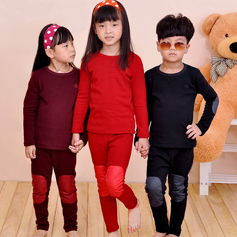 Colorful pig children's clothing male child female child 2012 plus velvet thickening child thermal underwear set