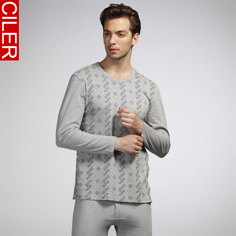 Combed cotton classic stripe paragraph male thermal underwear cotton sweater long johns long johns set plus size