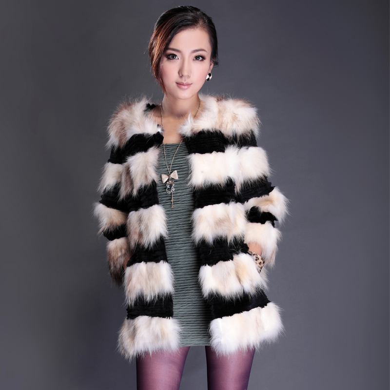 Come for Chrismas! rabbit and raccoon fur women outerwear  rabbit fur coat tops