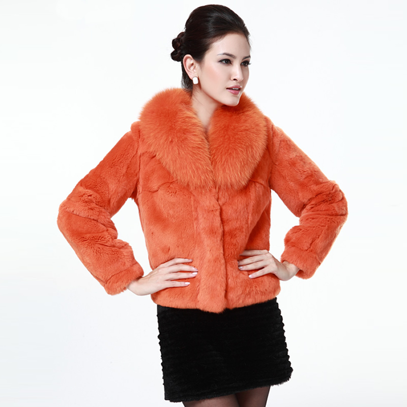 Come on ,best choice for christmas ladies 2012 full leather rex rabbit fur coat many color short winter coat women ems free ship