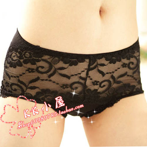 Comfortable bamboo fibre panty sexy lace mid waist slim hip seamless transparent panties 610