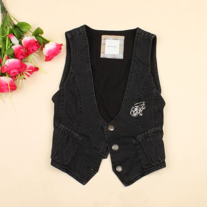 Comfortable slim women's denim vest 0.18kg