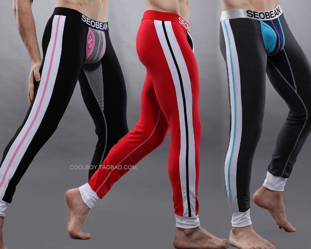 Consmile underwear seobean male long johns low-waist tight thermal 100% cotton male legging