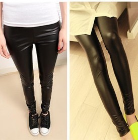 Cool elastic slim leather pants skinny legging pants side zipper