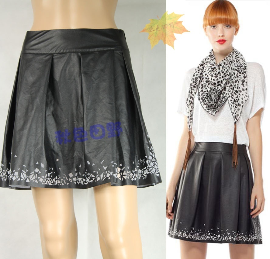 Cop.copine bust skirt , laser cutout faux leather skirt spring and summer 1221