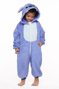 Coral fleece cartoon child stitch animal one piece sleepwear at home service performance wear family fashion stitch