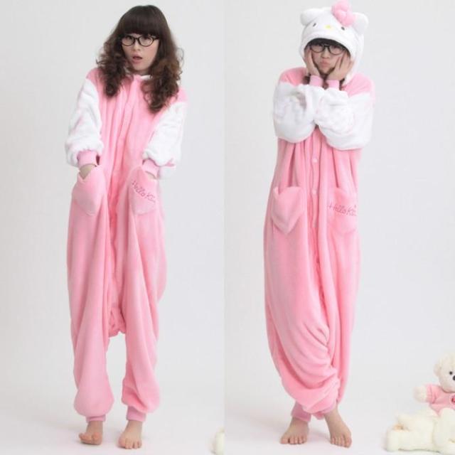 Coral fleece kitty cat relaxed bear cartoon animal one piece sleepwear animal cartoon lounge performance wear