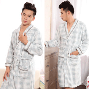 Coral fleece long-sleeve lovers male robe women's sleepwear thickening toweled autumn and winter casual bathrobe