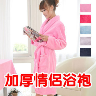 Coral fleece robe bathrobes lovers thickening winter spring and autumn female Men