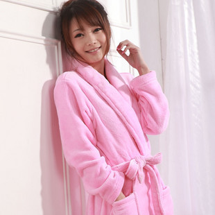 Coral fleece robe bathrobes lovers thickening winter spring and autumn female Men