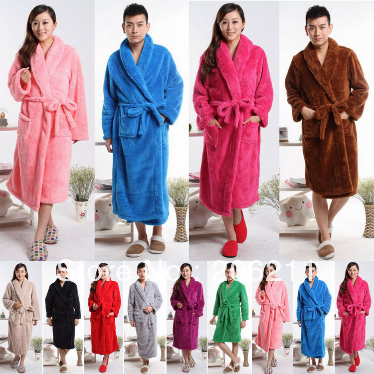 Coral fleece robe coral fleece bathrobe male women's lovers sleepwear lounge thickening