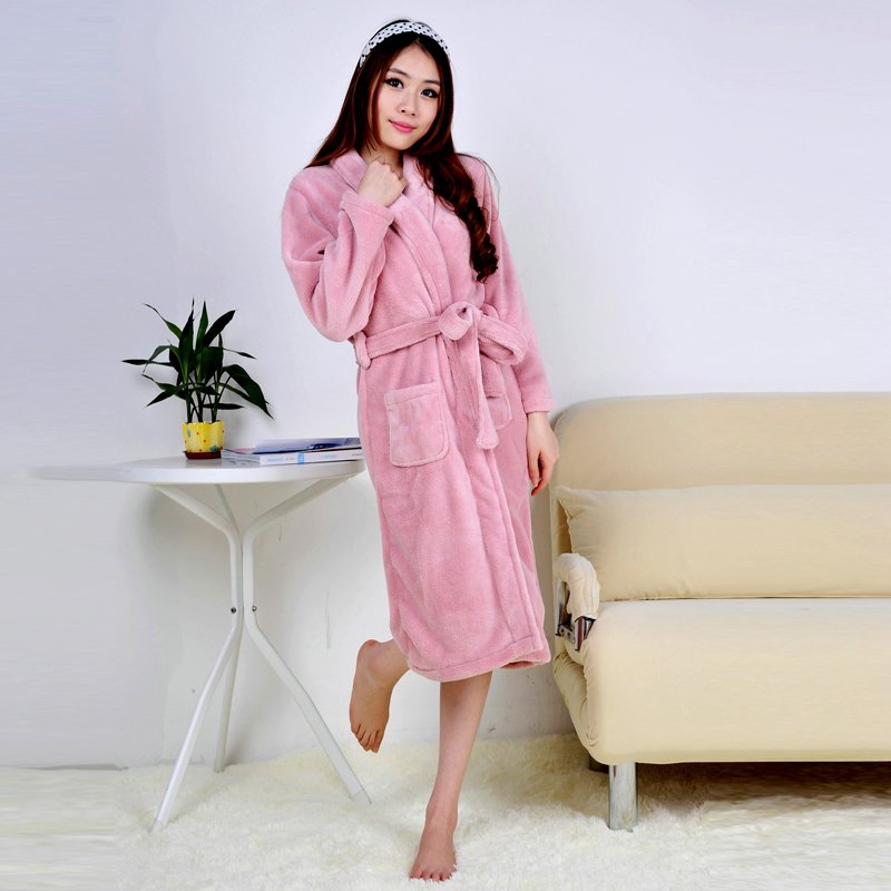 Coral fleece robe female lovers bathrobe female coral fleece thickening robe male autumn and winter bathrobe sleepwear