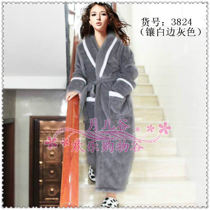 Coral fleece robe sleepwear lovers robe bathrobes female sleepwear male sleepwear thickening coral fleece robe