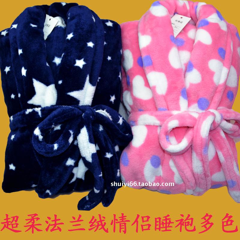 Coral fleece robe thickening lovers robe female flannel bathrobe male robe bathrobe