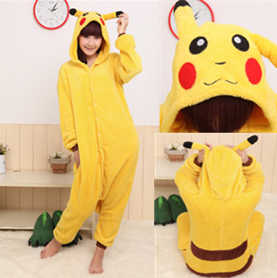 Coral fleece sleepwear female stitch cartoon animal sleepwear pokemon pikachu sleepwear one piece