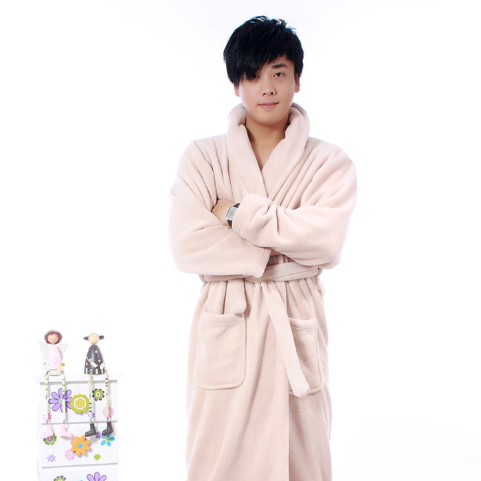 Coral fleece sleepwear thick lovers bathrobe thickening robe male women's lounge autumn and winter