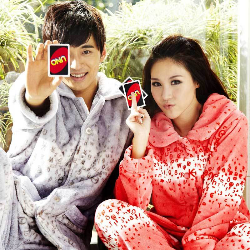 Coral fleece sleepwear thickening coral fleece lovers sleepwear male women's autumn and winter lounge set 8135