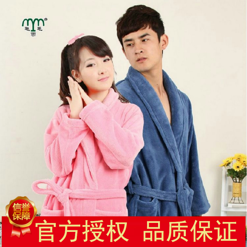 Coral fleece sleepwear thickening lovers bathrobe winter robe long-sleeve lounge