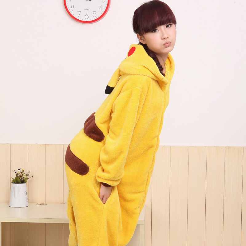 Coral fleece thatmany with a hood sleepwear cartoon animal one piece male women's winter thickening robe lovers set