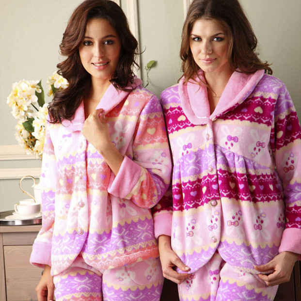 Coral fleece thickening  elegant lounge sleep set