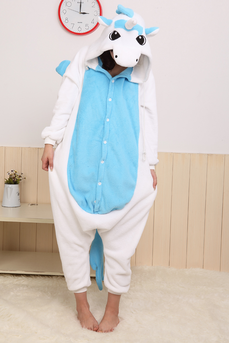 Coral fleece unicorn sleepwear cartoon animal one piece autumn and winter thickening sleepwear