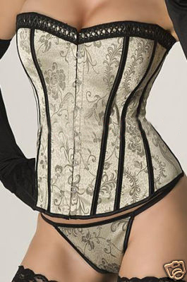 Corset Bustier Wholesale, Embroidered Satin Adult Corset with G-string LC5057+ Cheaper price + Free Shipping + Fast Delivery