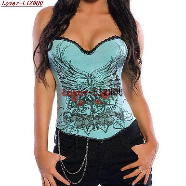 Corset costumes punk print royal corset hanging buckle body shaping cummerbund personalized