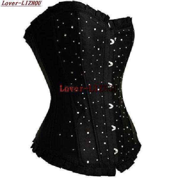 Corset formal dress basic royal corset waist abdomen waist vest drawing body shaping cummerbund black with diamond