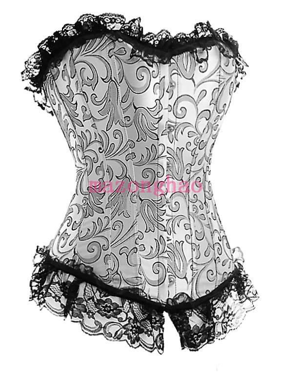 Corset royal shapewear shaper silver flower royal tiebelt gothic cummerbund bra underwear