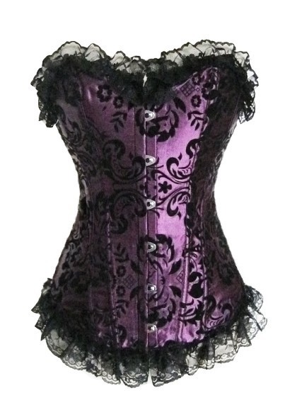 Corset sexy royal shaper , ribbon steel buttons lace 813 purple