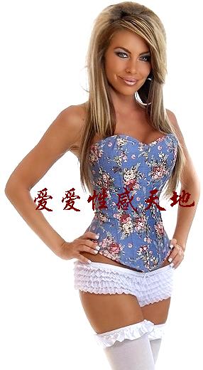 Corset slim waist abdomen drawing quality royal shapewear shaper 1069 light blue denim print