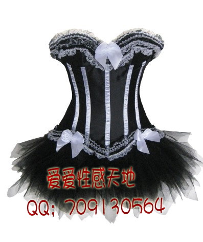 Corset vest corselets royal black-and-white shaper shapewear fashion tulle dress 068