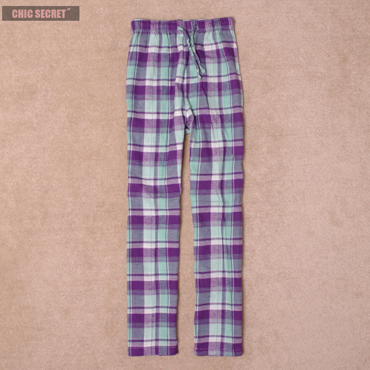 Cotton 100% women's male cotton plaid pajama pants