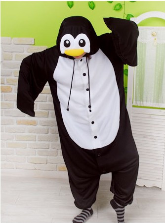 Cotton black and white penguin cartoon pajamas Four Seasons home service